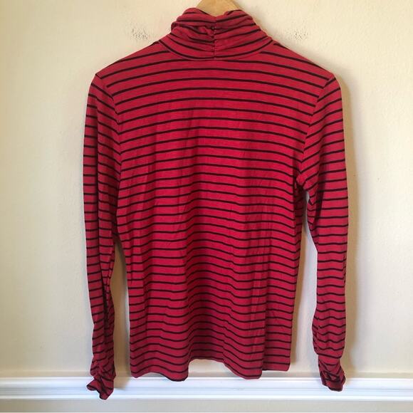 Striped Ruched Turtleneck Shirt Layering Piece Fall Winter Minimalist Retro - Picture 11 of 11